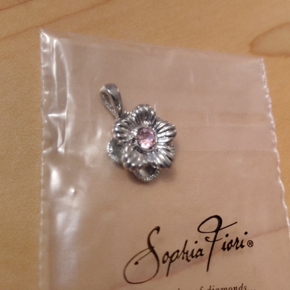 Sophia Fiori 2 Silver with Pink Sapphire Pendants - Picture 3 of 7